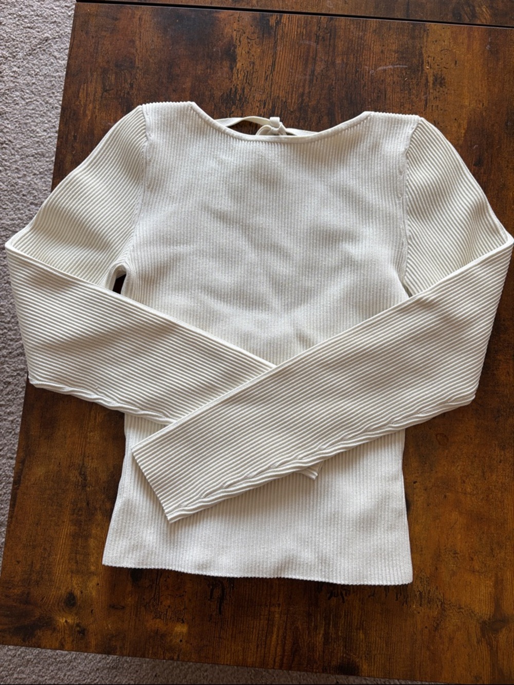 Aritzia Ivory Ribbed open back sweater